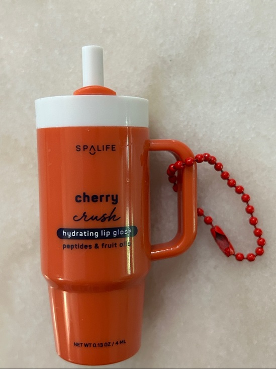 SpaLife Other - SpaLife Cherry Crush Hydrating Lip Gloss Keychain 0.13 oz Tumbler Style Cup Balm